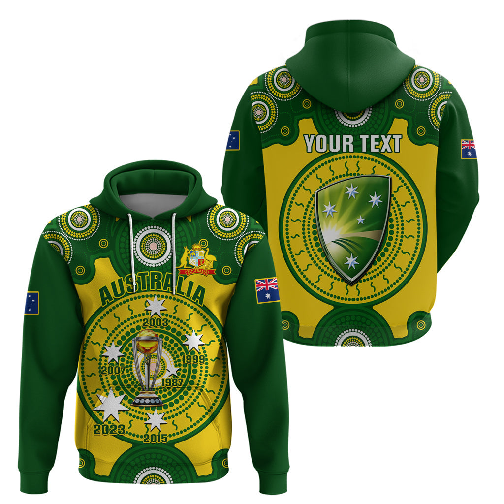 Personalised Australia Cricket Hoodie 2023 World Cup 6th Champions Trophy National Color LT14