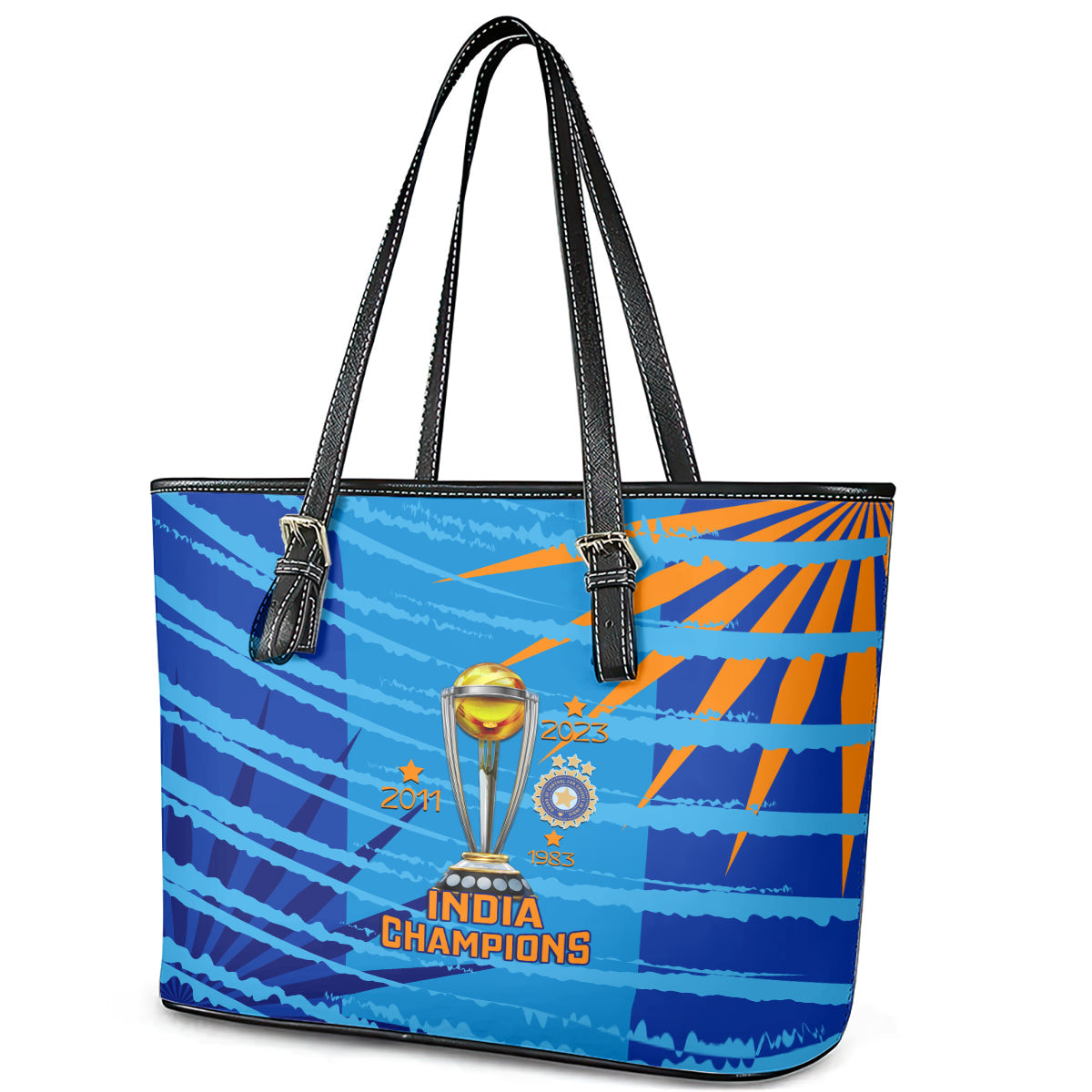 Custom India Cricket Leather Tote Bag 2023 World Cup 3rd Champions Proud LT14