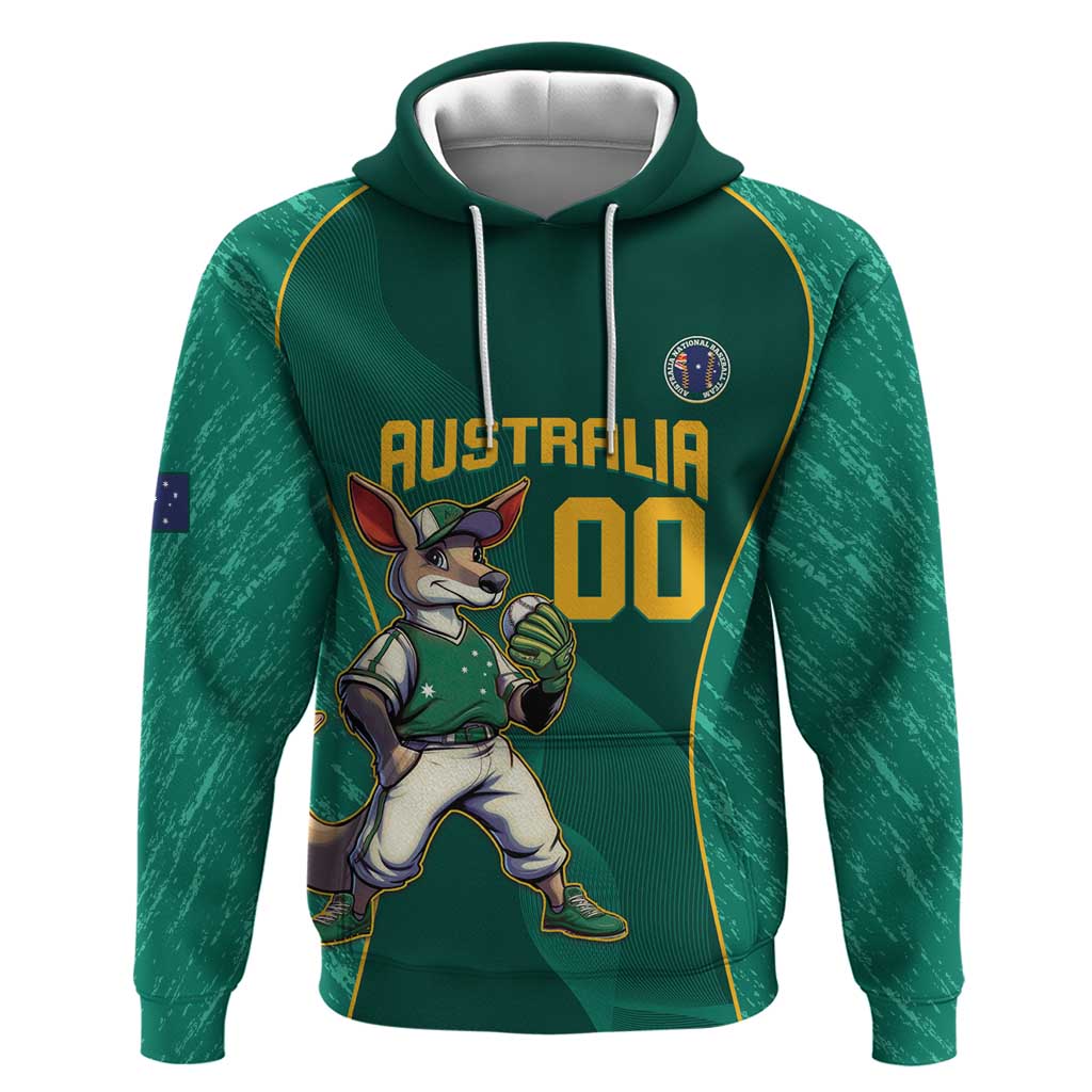 Custom Baseball Australia Hoodie Go Champions - Aussie Kangaroo Mascot LT14