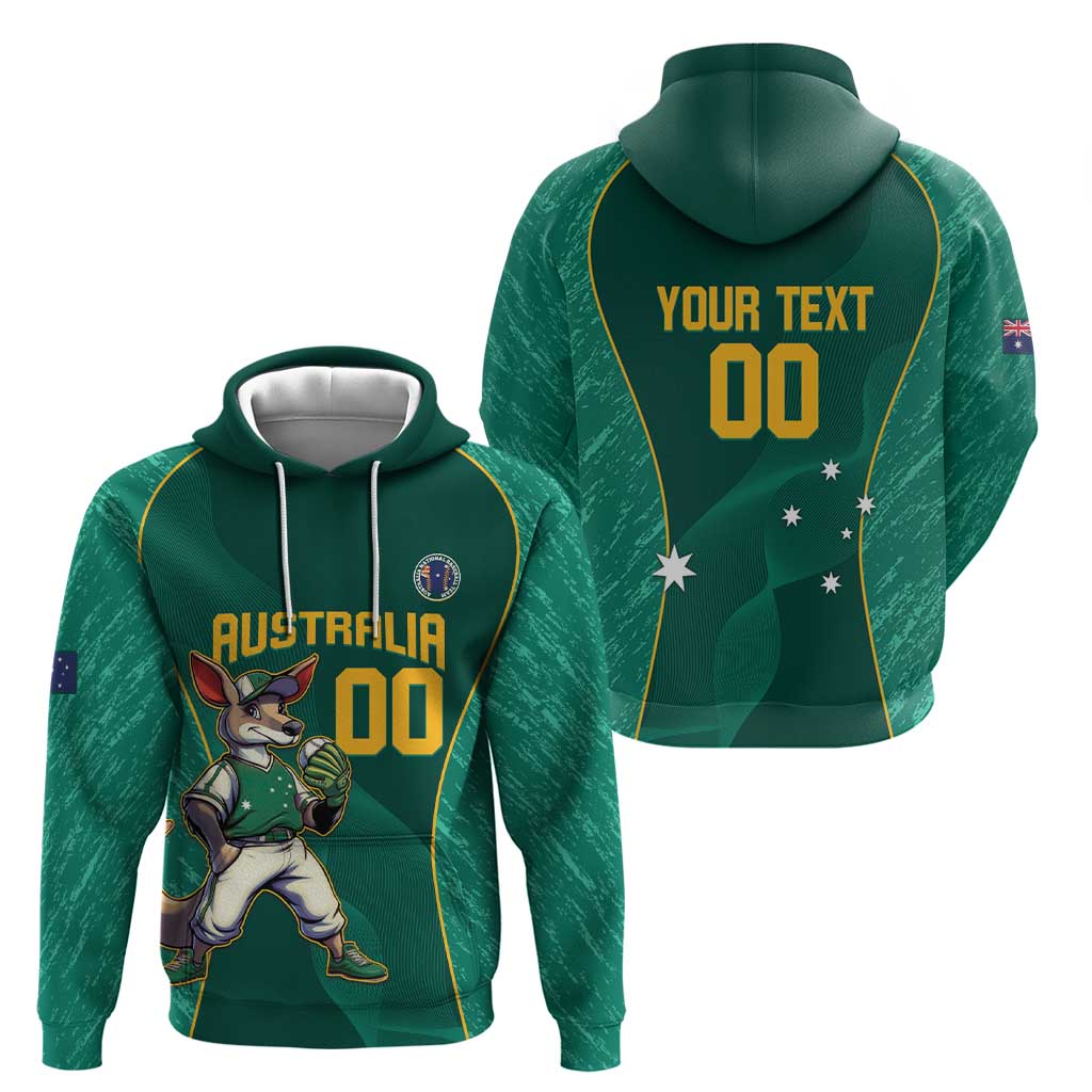 Custom Baseball Australia Hoodie Go Champions - Aussie Kangaroo Mascot LT14