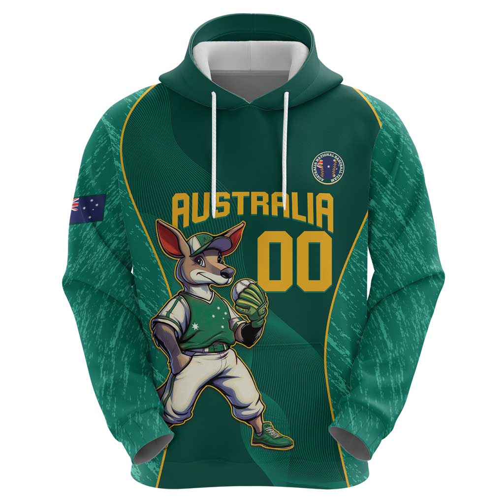 Custom Baseball Australia Hoodie Go Champions - Aussie Kangaroo Mascot LT14