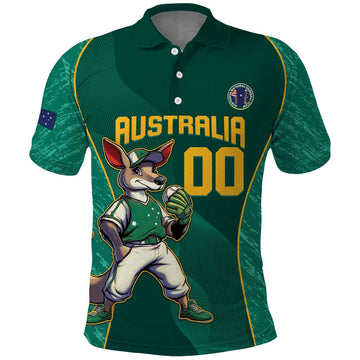 Custom Baseball Australia Polo Shirt Go Champions - Aussie Kangaroo Mascot LT14