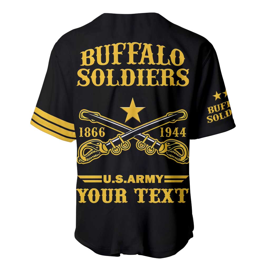 Personalized Afro Buffalo Soldiers Baseball Jersey BSMC United States Army Black LT14