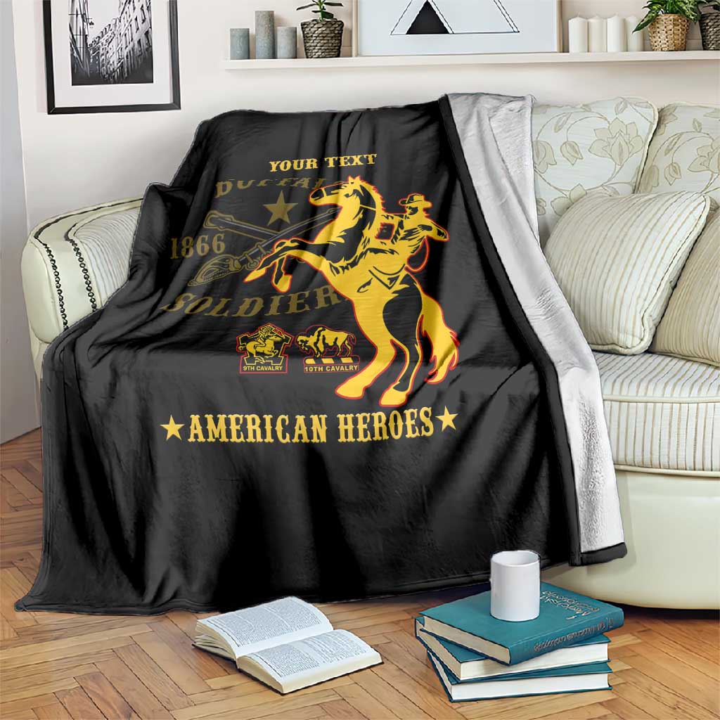 Personalized Afro Buffalo Soldiers Blanket BSMC United States Army Black LT14