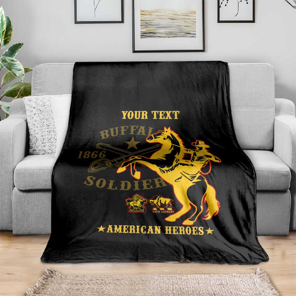 Personalized Afro Buffalo Soldiers Blanket BSMC United States Army Black LT14