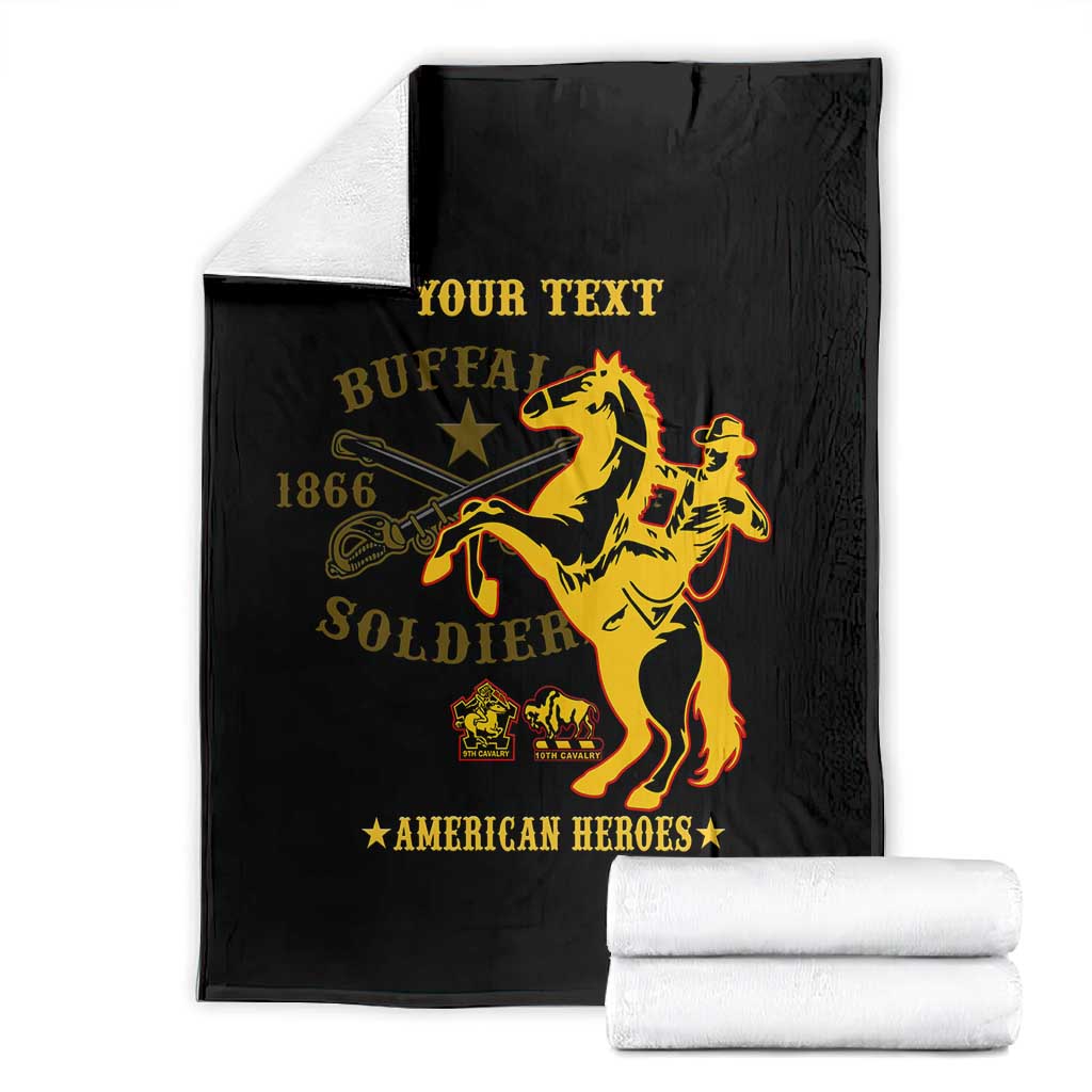 Personalized Afro Buffalo Soldiers Blanket BSMC United States Army Black LT14