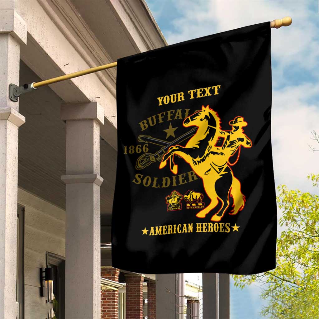 Personalized Afro Buffalo Soldiers Garden Flag BSMC United States Army Black LT14