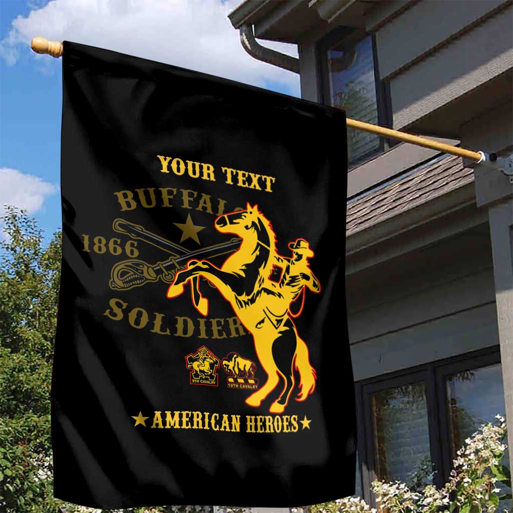 Personalized Afro Buffalo Soldiers Garden Flag BSMC United States Army Black LT14