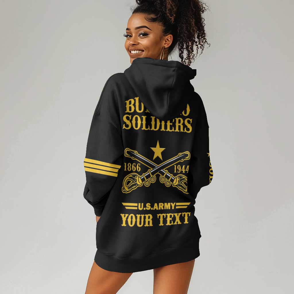 Personalized Afro Buffalo Soldiers Hoodie Dress BSMC United States Army Black LT14