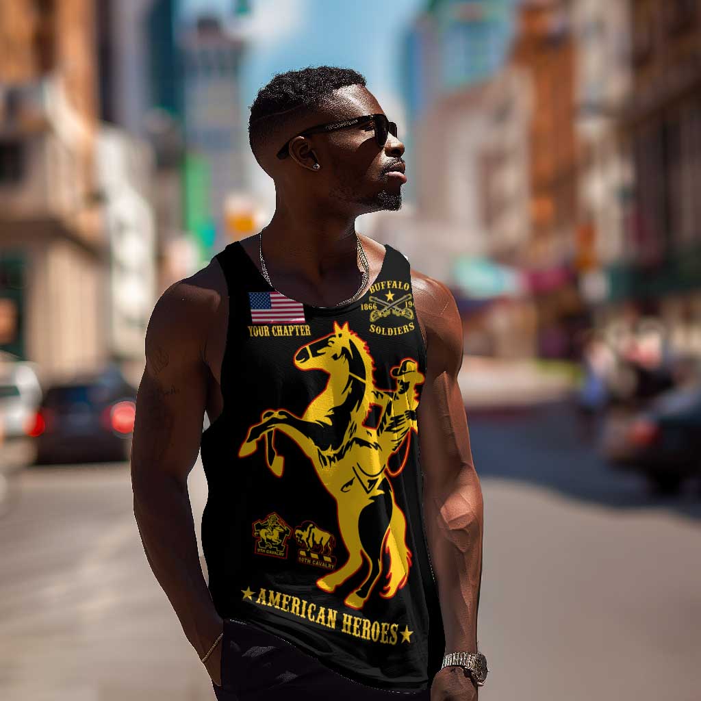 Personalized Afro Buffalo Soldiers Men Tank Top BSMC United States Army Black LT14
