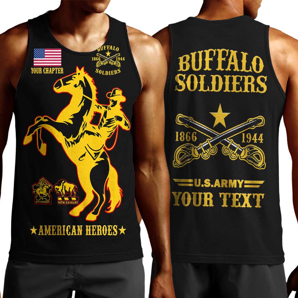 Personalized Afro Buffalo Soldiers Men Tank Top BSMC United States Army Black LT14