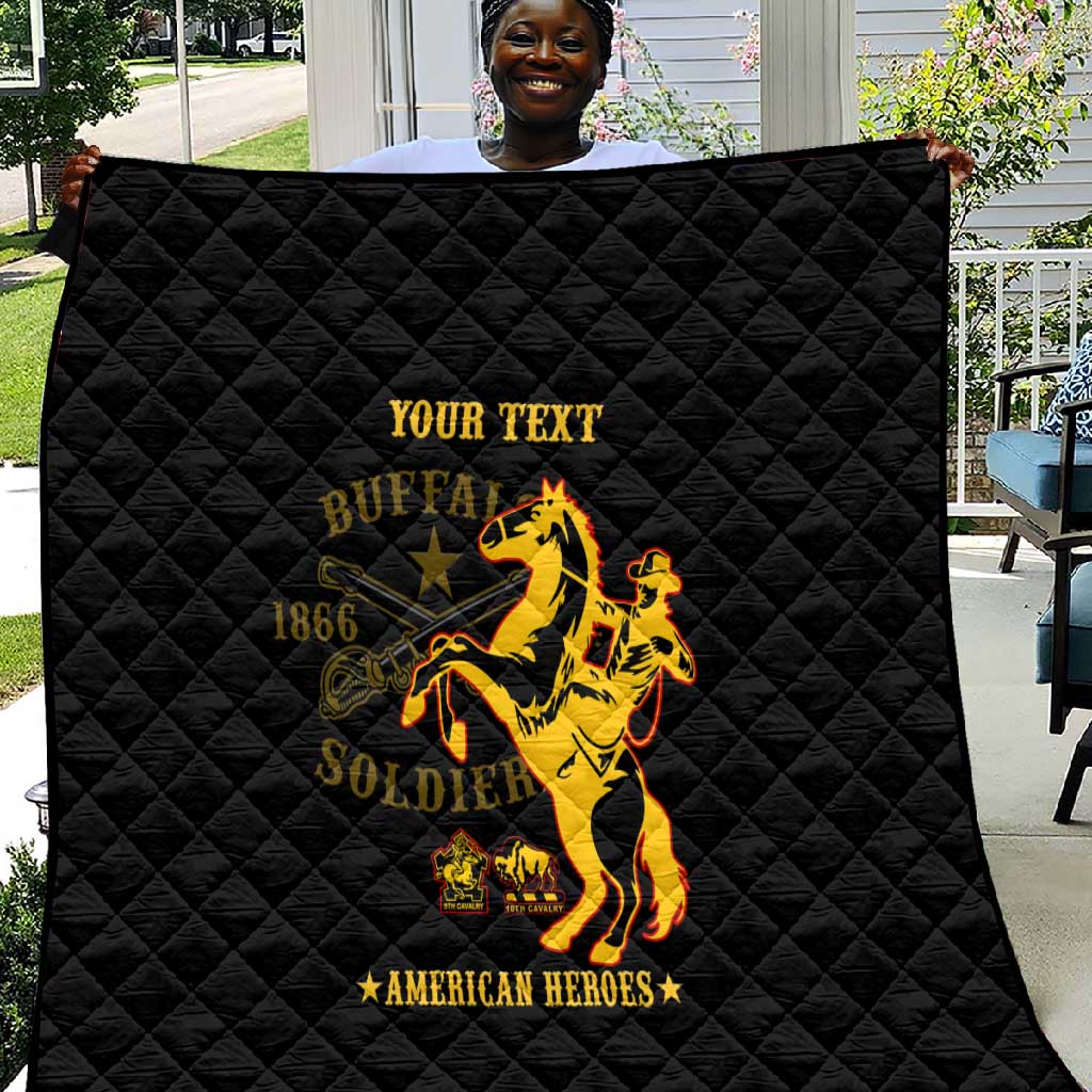 Personalized Afro Buffalo Soldiers Quilt BSMC United States Army Black LT14