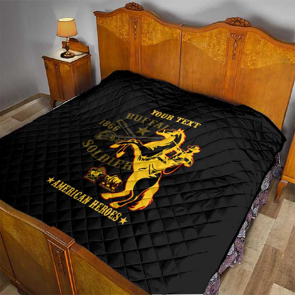 Personalized Afro Buffalo Soldiers Quilt BSMC United States Army Black LT14