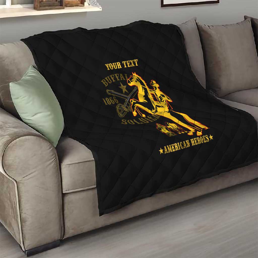 Personalized Afro Buffalo Soldiers Quilt BSMC United States Army Black LT14