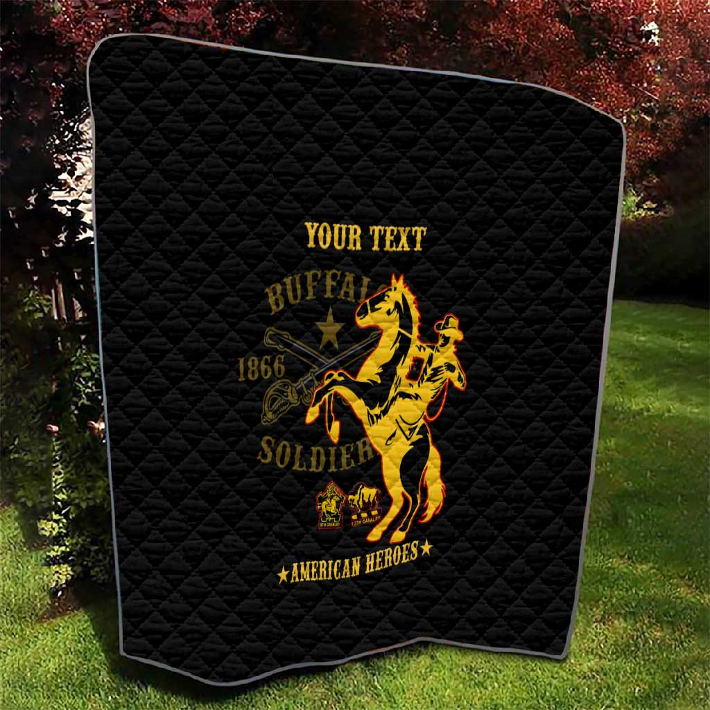 Personalized Afro Buffalo Soldiers Quilt BSMC United States Army Black LT14