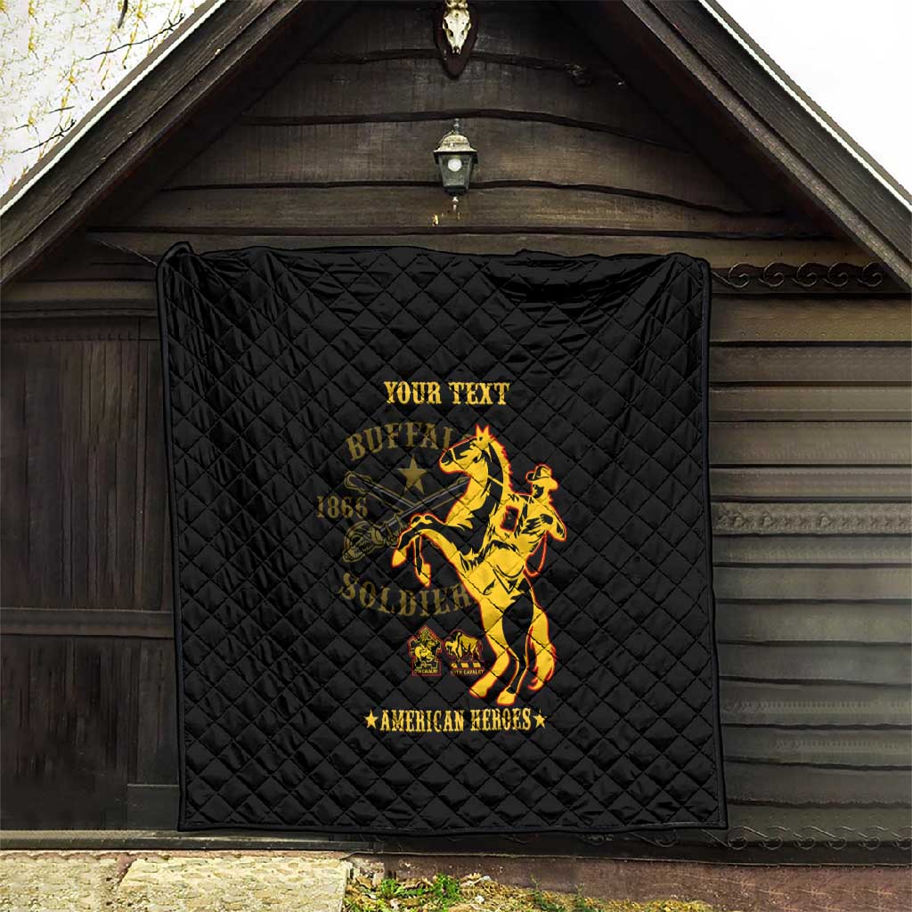 Personalized Afro Buffalo Soldiers Quilt BSMC United States Army Black LT14