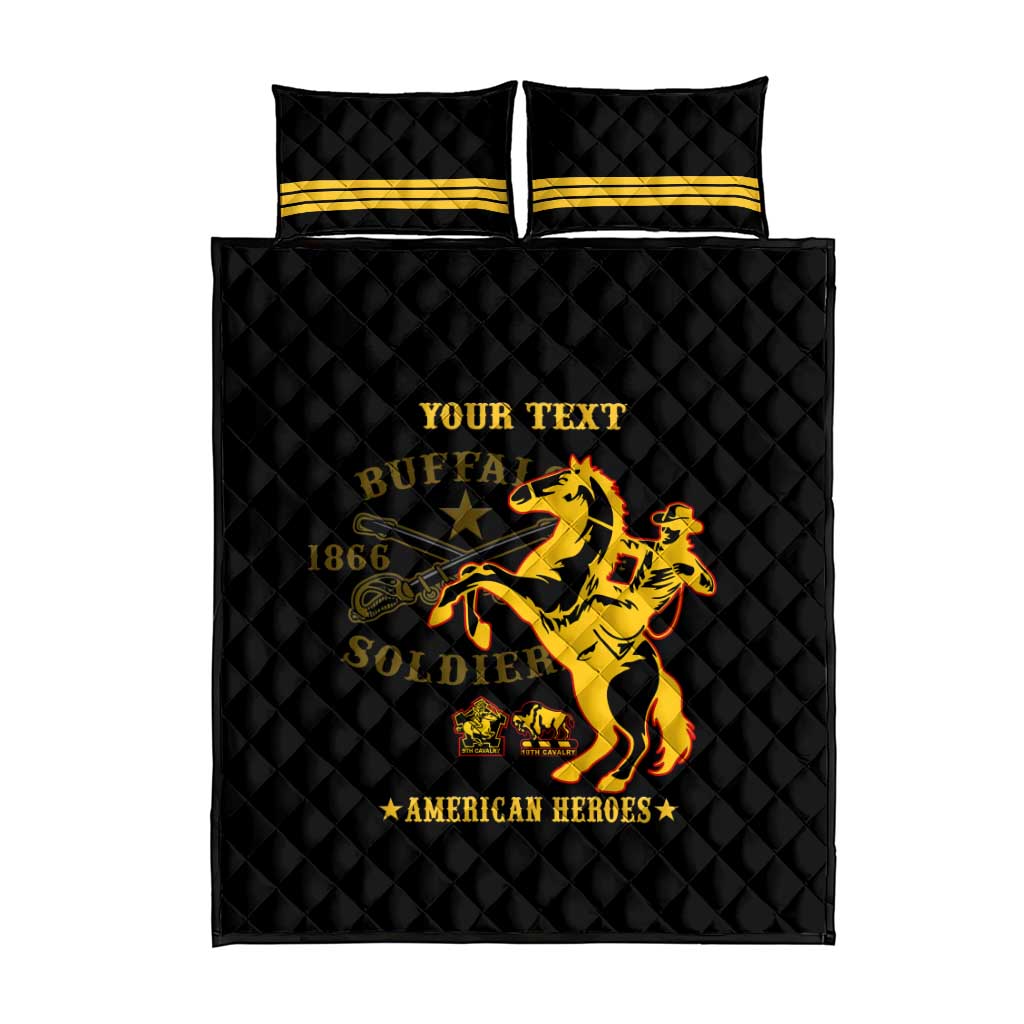 Personalized Afro Buffalo Soldiers Quilt Bed Set BSMC United States Army Black LT14