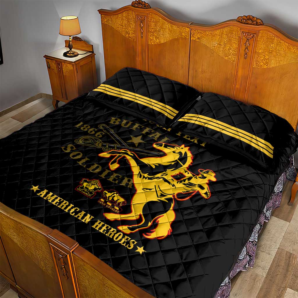 Personalized Afro Buffalo Soldiers Quilt Bed Set BSMC United States Army Black LT14