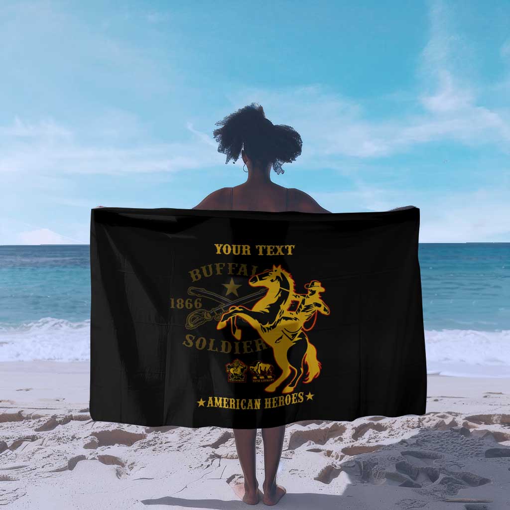 Personalized Afro Buffalo Soldiers Sarong BSMC United States Army Black LT14