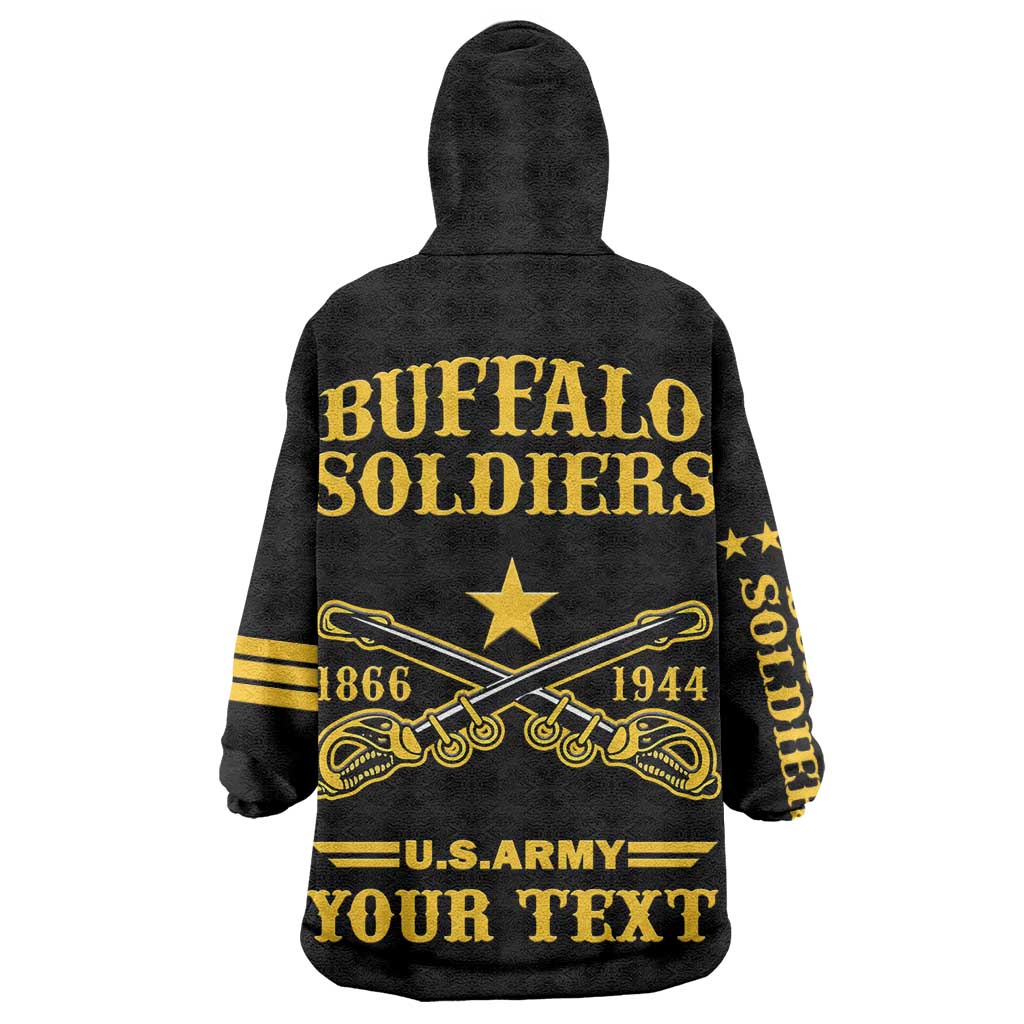 Personalized Afro Buffalo Soldiers Wearable Blanket Hoodie BSMC United States Army Black LT14