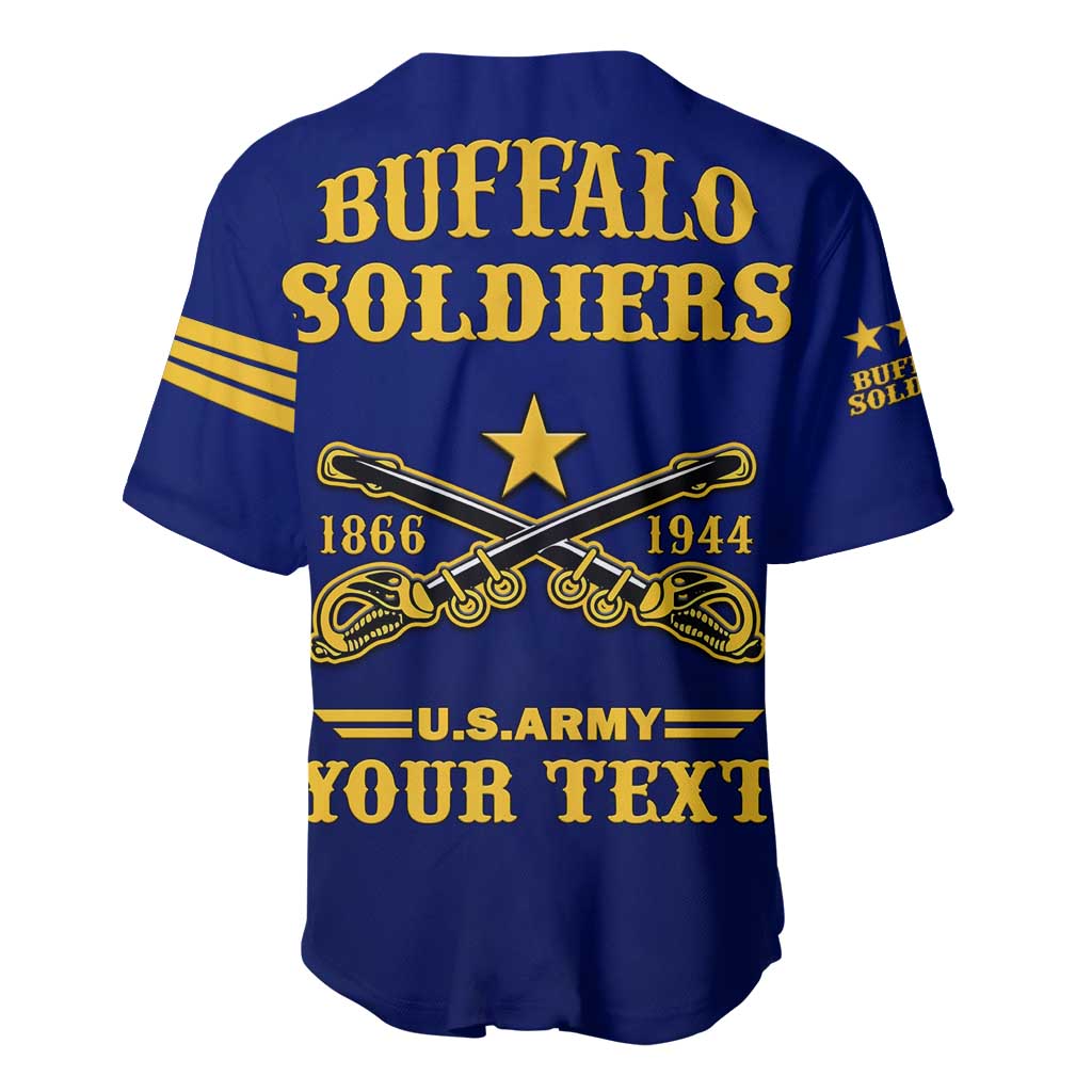 Personalized Afro Buffalo Soldiers Baseball Jersey BSMC United States Army Blue LT14