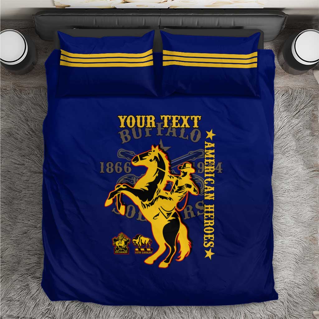 Personalized Afro Buffalo Soldiers Bedding Set BSMC United States Army Blue LT14