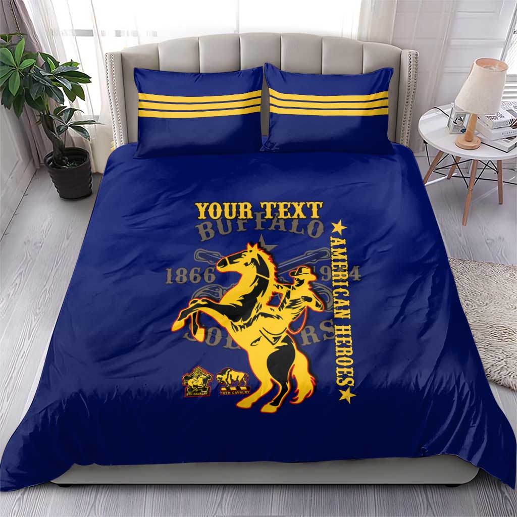 Personalized Afro Buffalo Soldiers Bedding Set BSMC United States Army Blue LT14