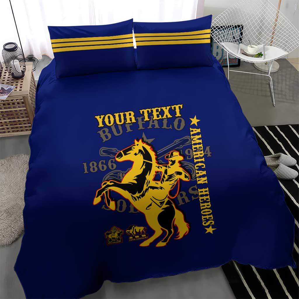 Personalized Afro Buffalo Soldiers Bedding Set BSMC United States Army Blue LT14