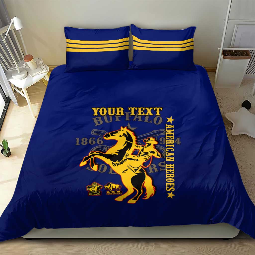Personalized Afro Buffalo Soldiers Bedding Set BSMC United States Army Blue LT14