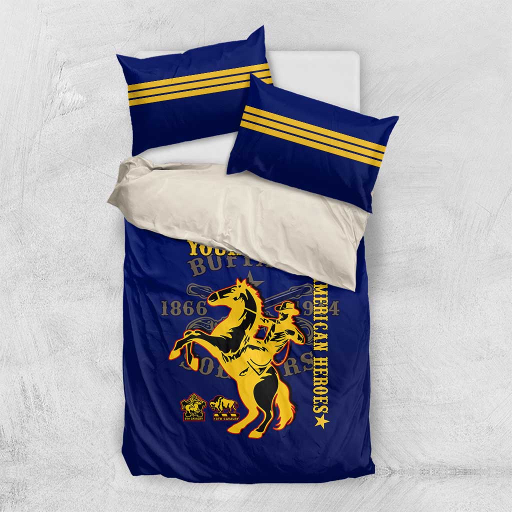 Personalized Afro Buffalo Soldiers Bedding Set BSMC United States Army Blue LT14