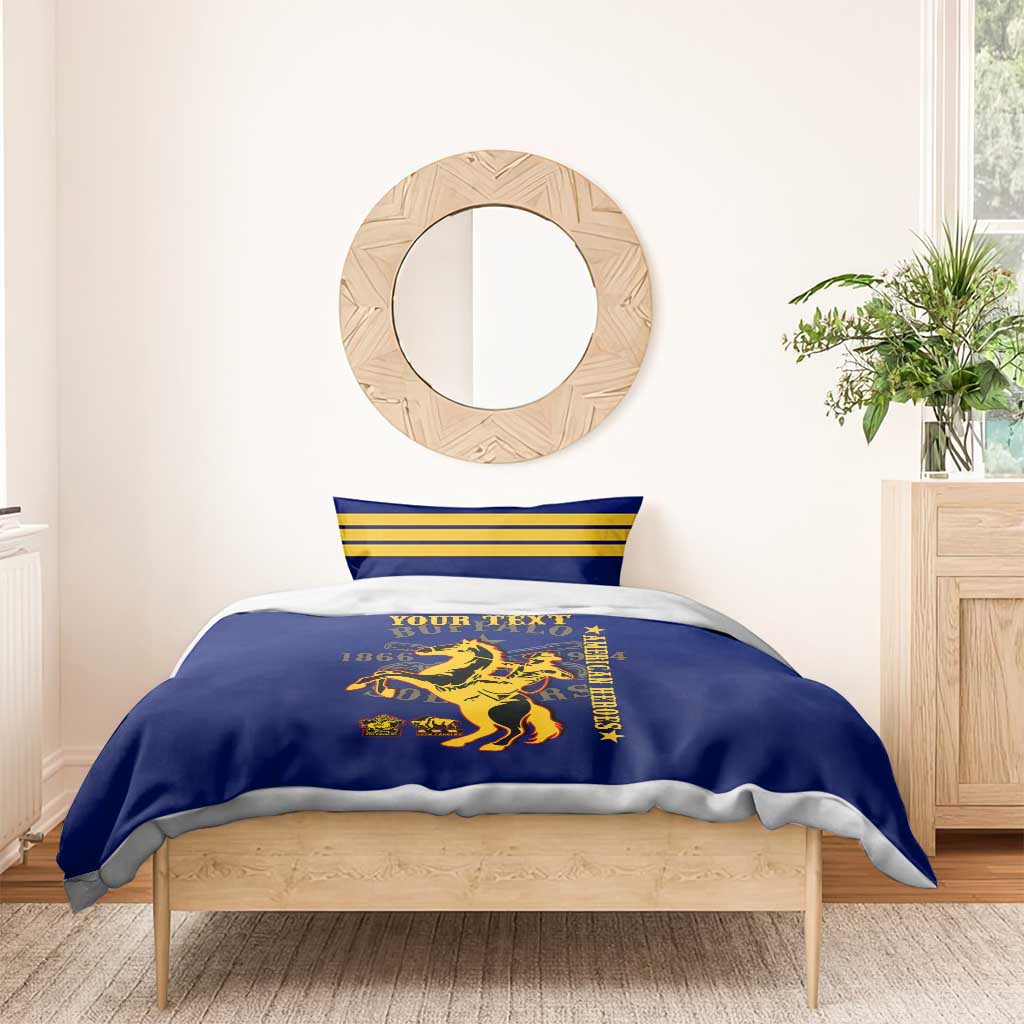 Personalized Afro Buffalo Soldiers Bedding Set BSMC United States Army Blue LT14