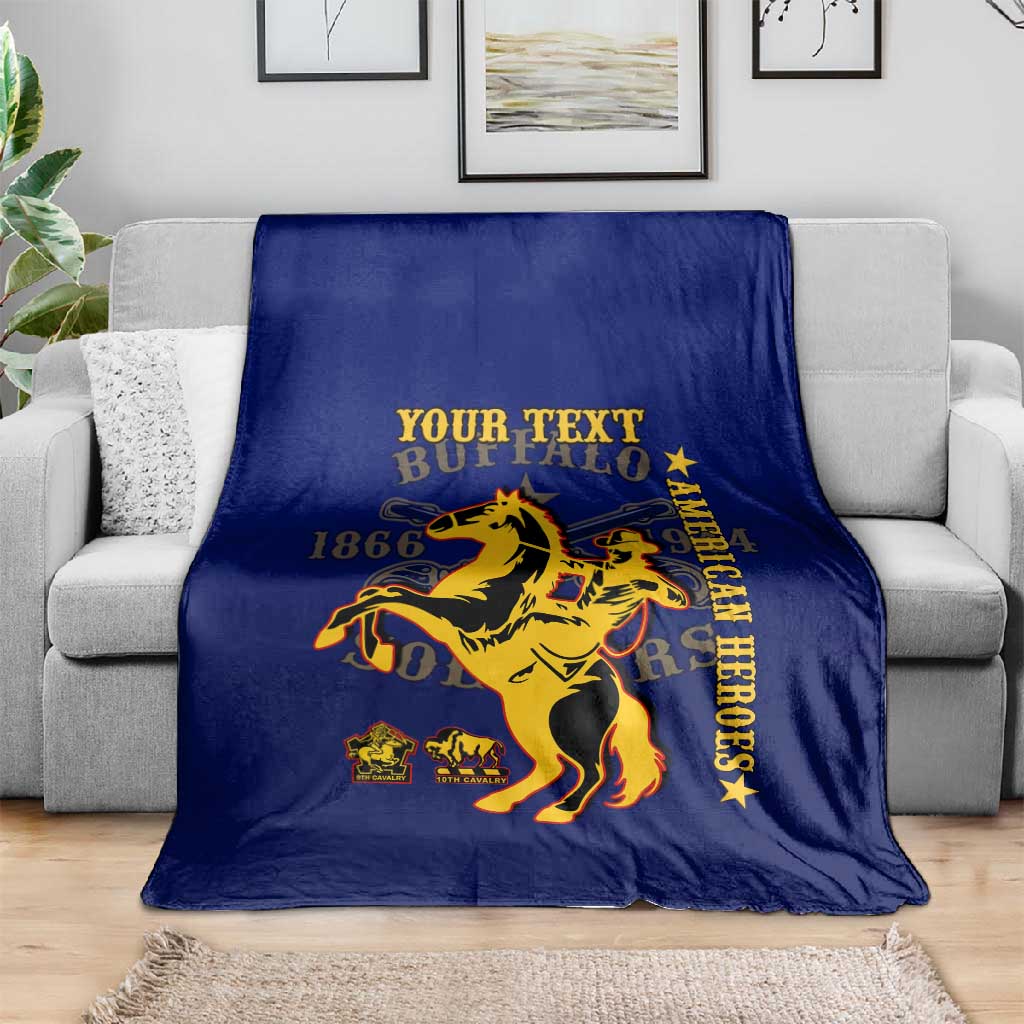 Personalized Afro Buffalo Soldiers Blanket BSMC United States Army Blue LT14