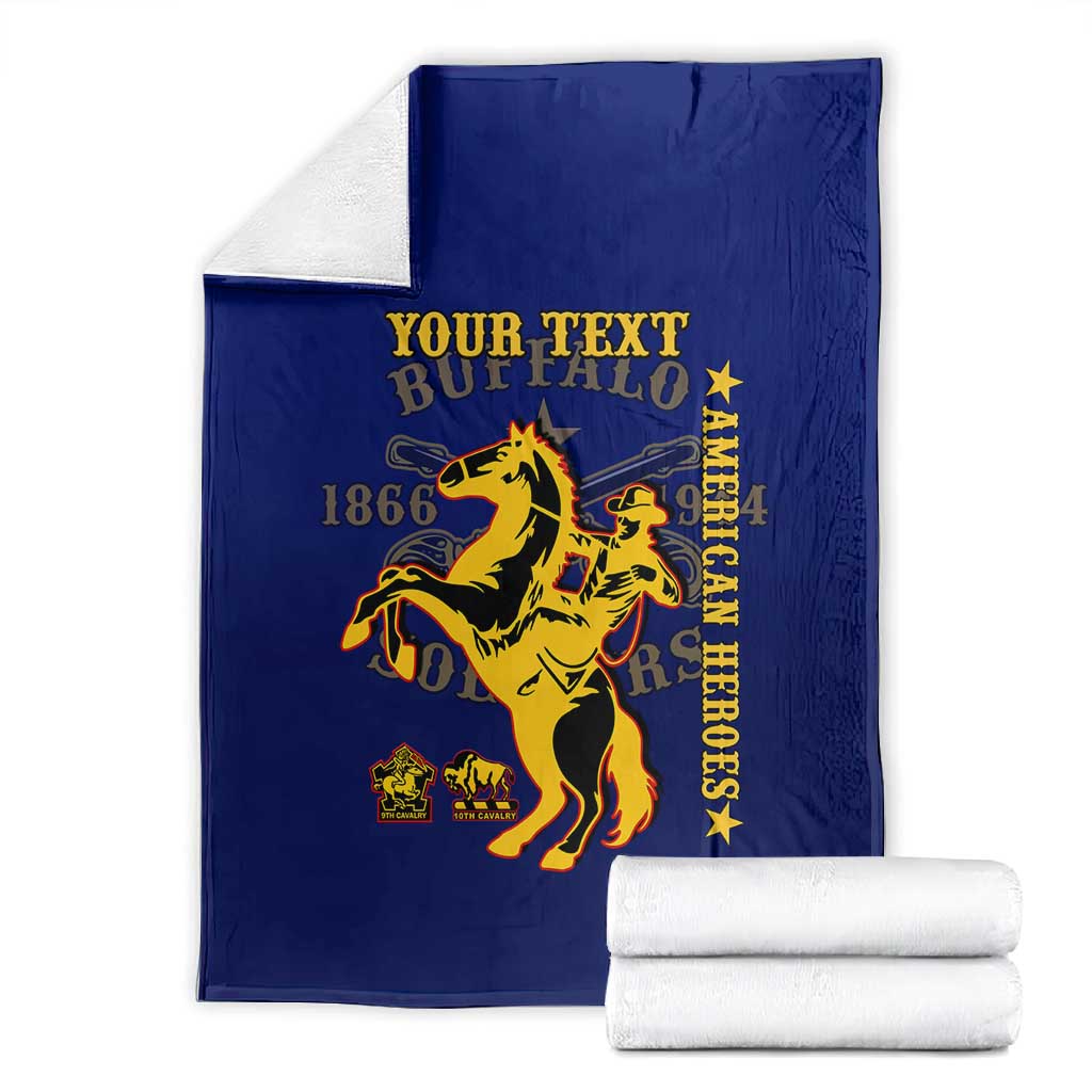 Personalized Afro Buffalo Soldiers Blanket BSMC United States Army Blue LT14