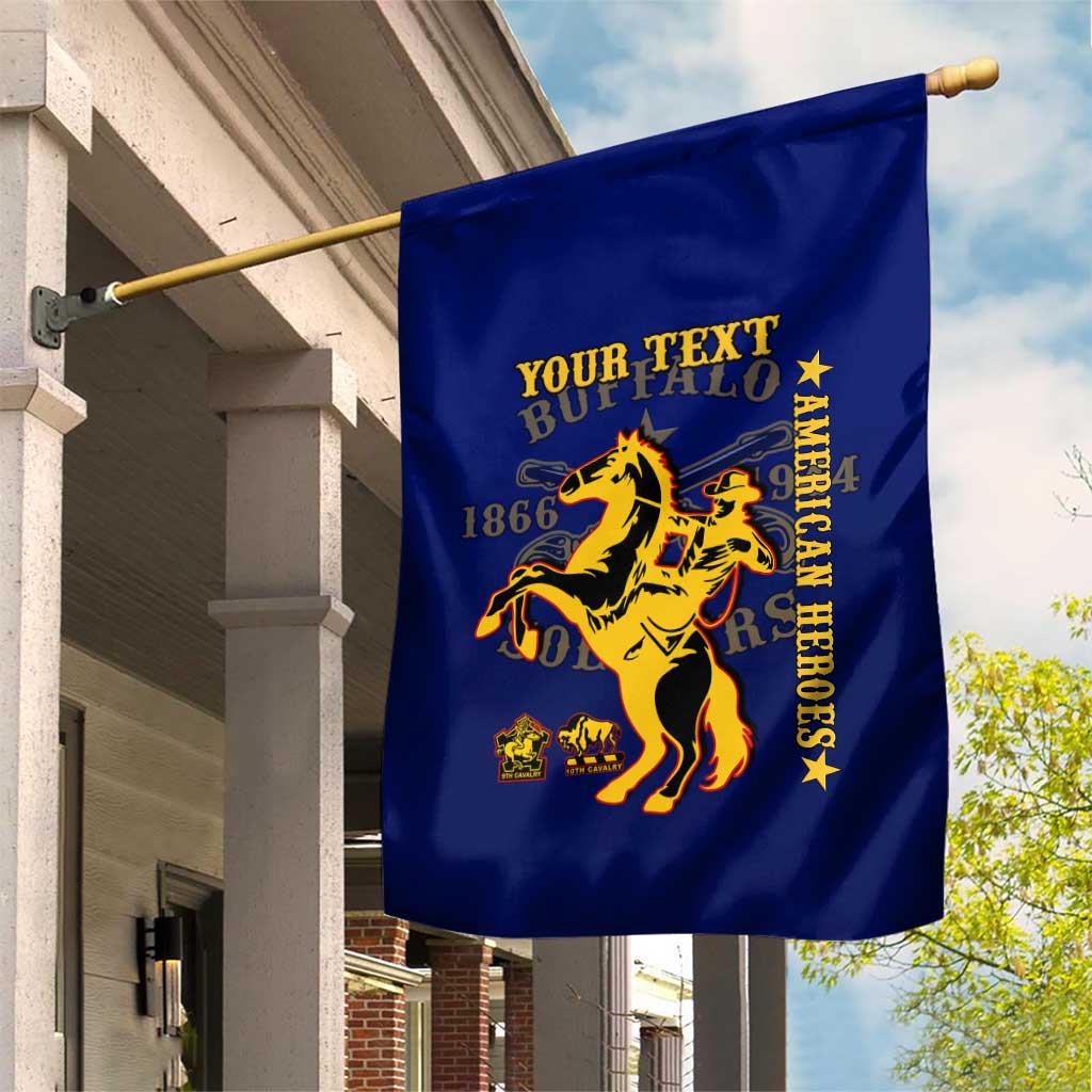 Personalized Afro Buffalo Soldiers Garden Flag BSMC United States Army Blue LT14