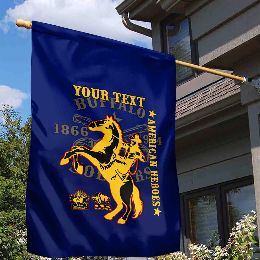 Personalized Afro Buffalo Soldiers Garden Flag BSMC United States Army Blue LT14