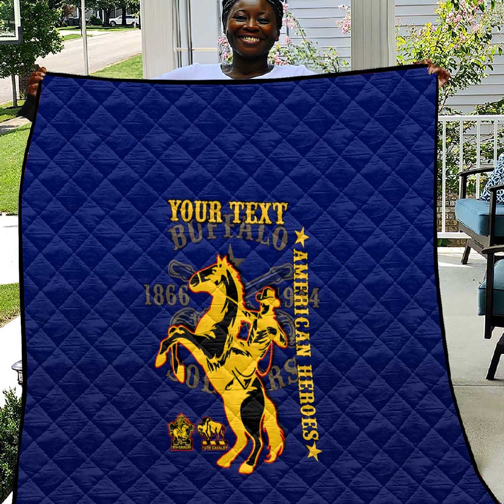 Personalized Afro Buffalo Soldiers Quilt BSMC United States Army Blue LT14