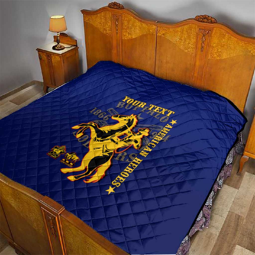 Personalized Afro Buffalo Soldiers Quilt BSMC United States Army Blue LT14