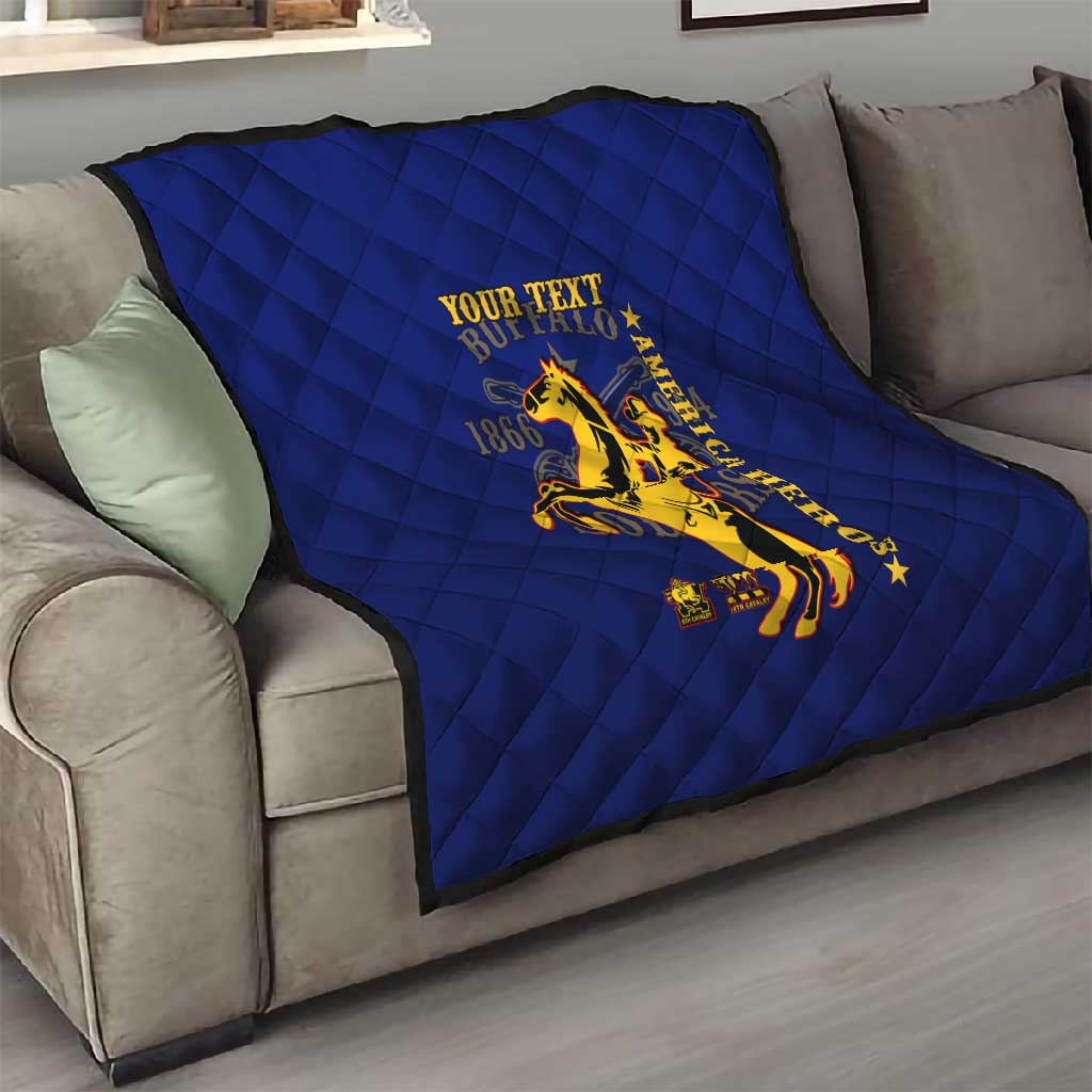 Personalized Afro Buffalo Soldiers Quilt BSMC United States Army Blue LT14