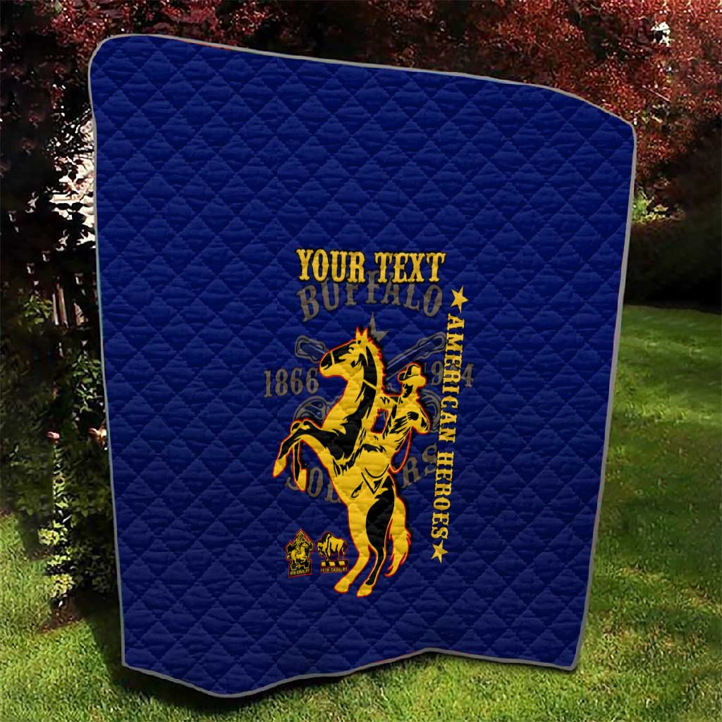 Personalized Afro Buffalo Soldiers Quilt BSMC United States Army Blue LT14