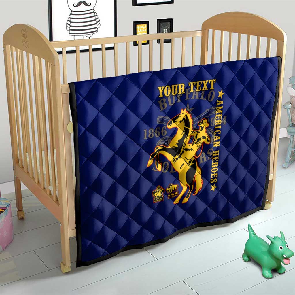 Personalized Afro Buffalo Soldiers Quilt BSMC United States Army Blue LT14