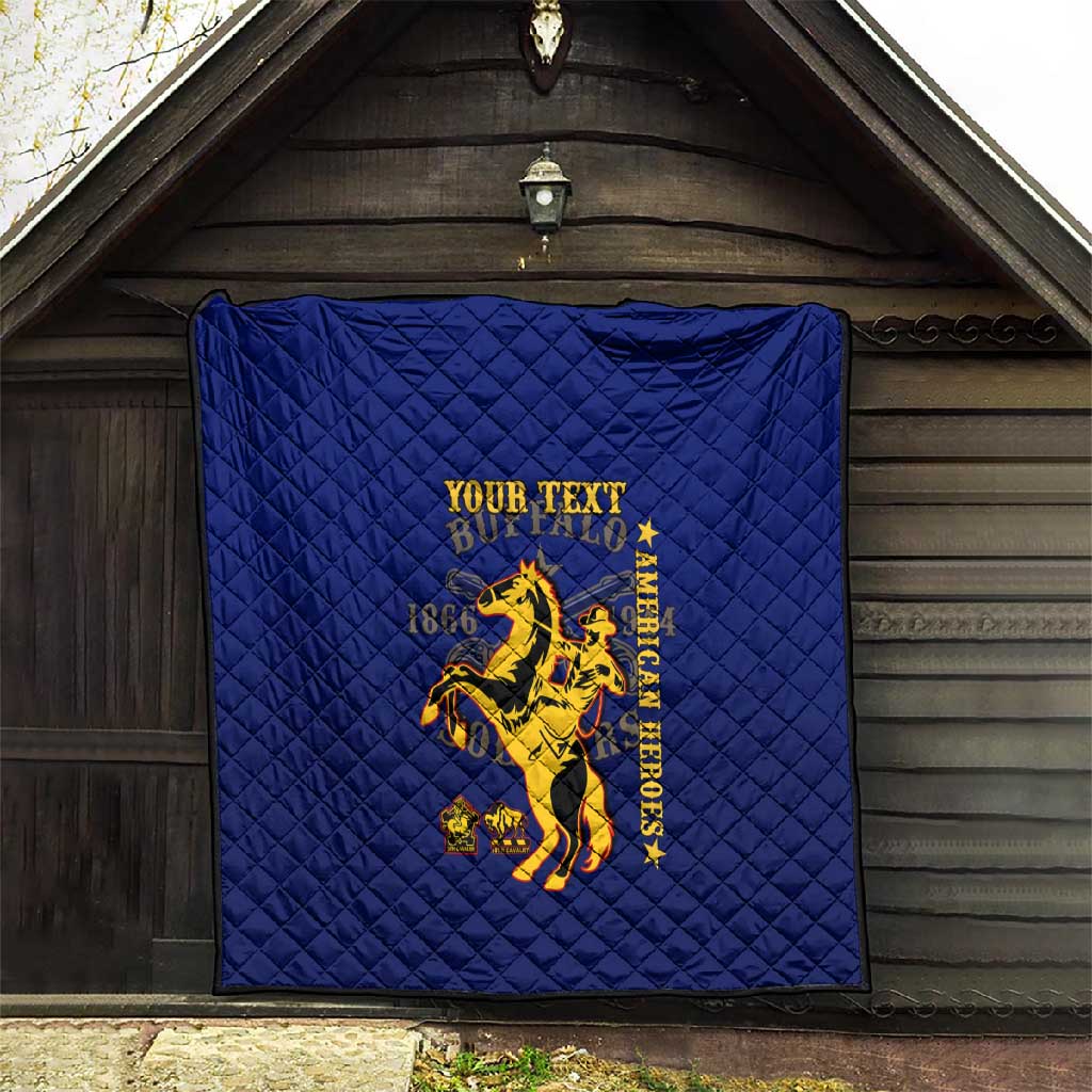 Personalized Afro Buffalo Soldiers Quilt BSMC United States Army Blue LT14