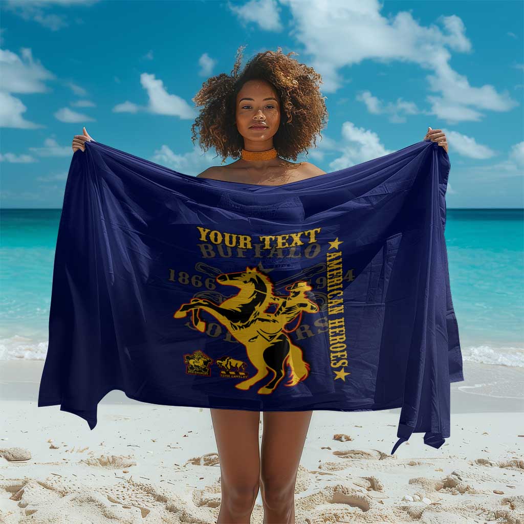 Personalized Afro Buffalo Soldiers Sarong BSMC United States Army Blue LT14