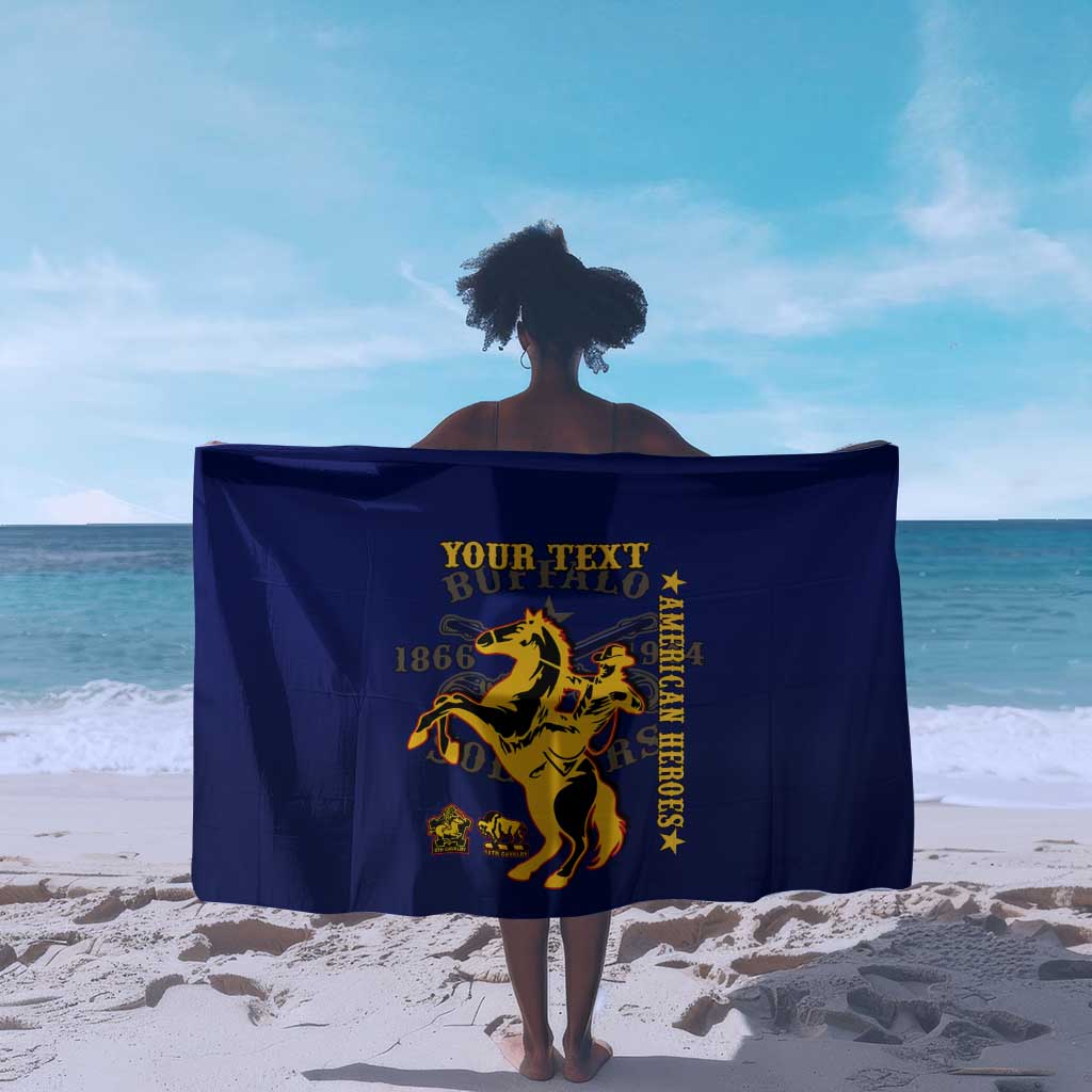 Personalized Afro Buffalo Soldiers Sarong BSMC United States Army Blue LT14