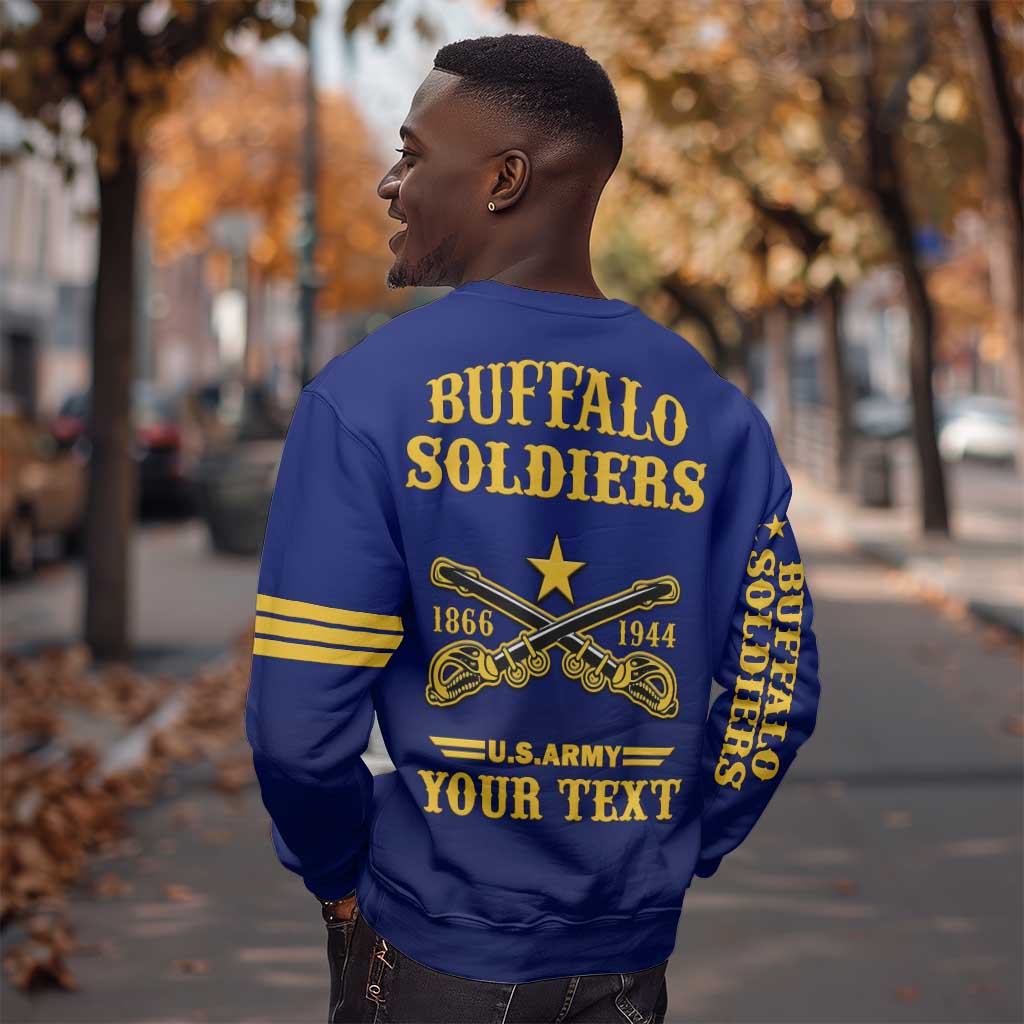 Personalized Afro Buffalo Soldiers Sweatshirt BSMC United States Army Blue LT14