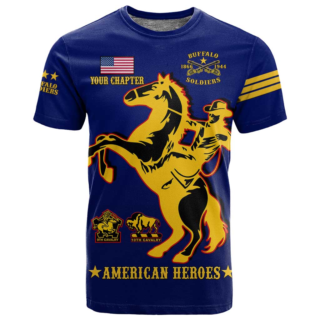 Personalized Afro Buffalo Soldiers T shirt BSMC United States Army Blue LT14