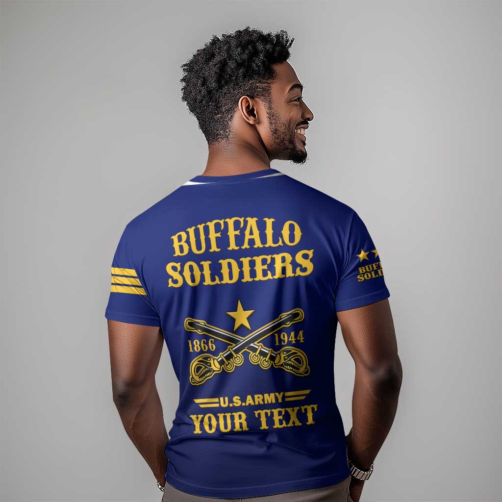 Personalized Afro Buffalo Soldiers T shirt BSMC United States Army Blue LT14