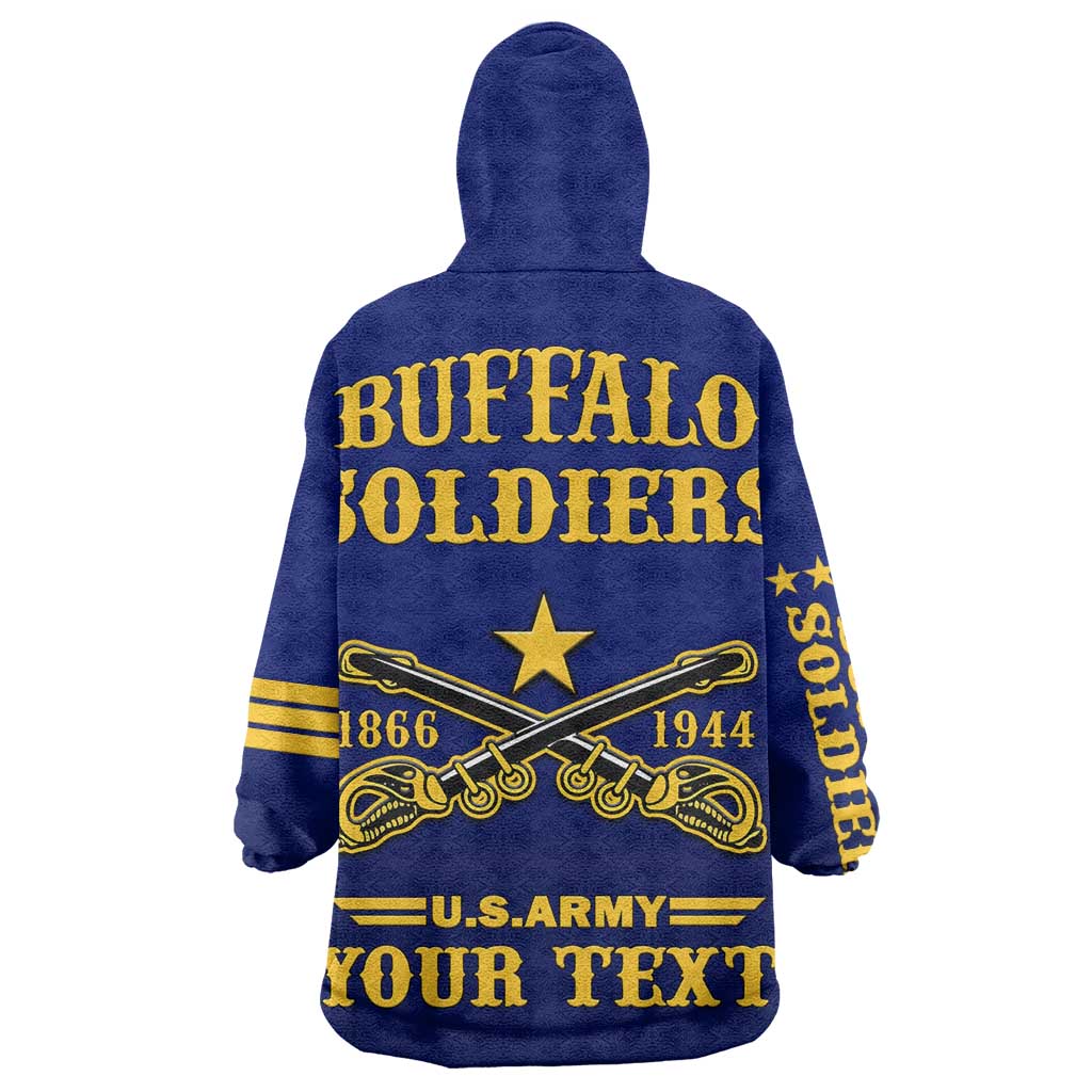 Personalized Afro Buffalo Soldiers Wearable Blanket Hoodie BSMC United States Army Blue LT14