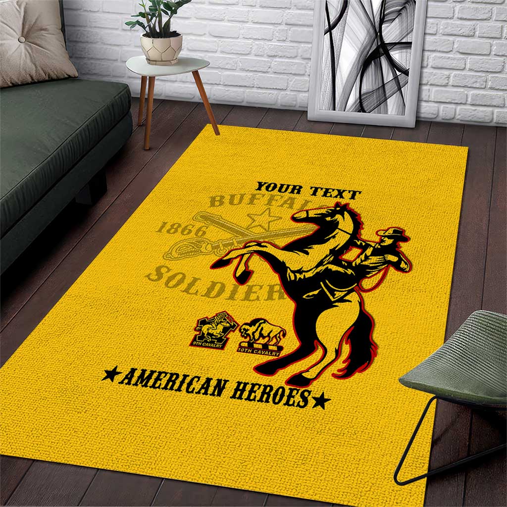 Personalized Afro Buffalo Soldiers Area Rug BSMC United States Army Yellow LT14