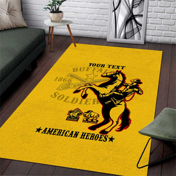 Personalized Afro Buffalo Soldiers Area Rug BSMC United States Army Yellow LT14