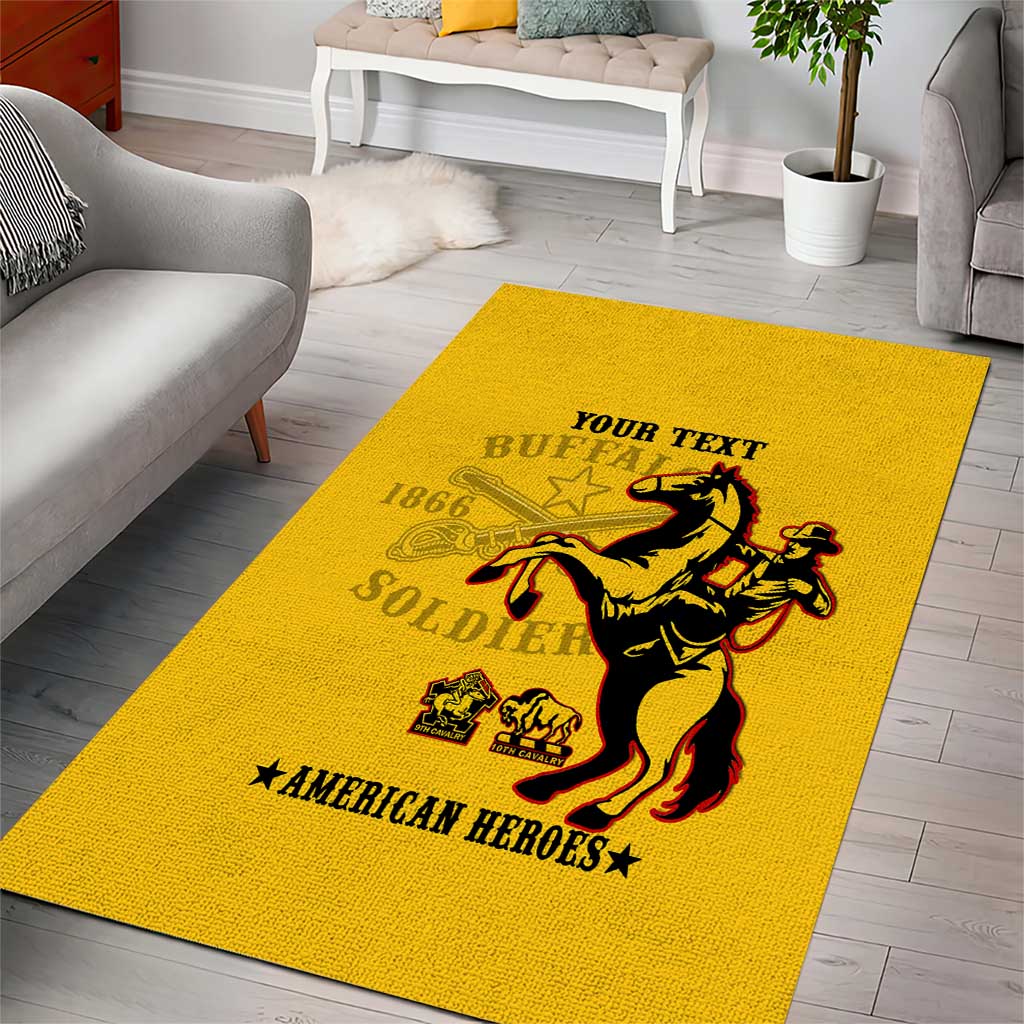 Personalized Afro Buffalo Soldiers Area Rug BSMC United States Army Yellow LT14
